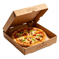 Boîte à pizza en carton ondulé brun biodégradable avec logo personnalisé, pelliculage mat et gaufrage pour emballage de plats à emporter rapides