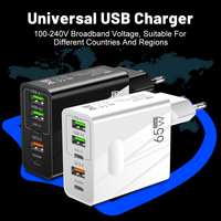 Chargeur mural universel 65W 5 ports 3 USB Type C à charge rapide avec prise UK EU US QC3.0 PD25W Type USB C Chargeur mural rapide pour la maison
