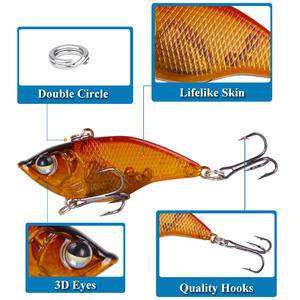 Leurre Vibra 15g 5.5cm, appât dur avec hameçon triple pour la pêche en eau douce, leurres de fond, longue portée, leurre coulant - Product Image 4