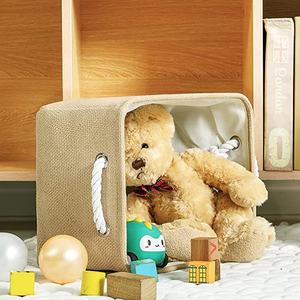 Homeplus – bacs cubes en lin, boîtes en tissu avec poignée en macramé, pour étagères, pépinière, bureau à domicile, rangement, nouveau style - Product Image 3
