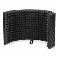 Écran d'isolation acoustique professionnel pour microphone, réduction du bruit, pliable, conception à 5 panneaux, panneau en mousse acoustique, support métallique pour montage