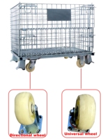 Cage de stockage en acier à mailles métalliques pliables, conteneur à palettes empilable, galvanisé à chaud, capacité de 500 kg, utilisation en entrepôt