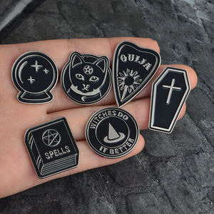 Itches do it better Witch <span class=keywords><strong>OUIJA</strong></span> spells Black Moon pins adges roorooches apapel pin namel namackpack AG ccessories Itch - Product Image 3