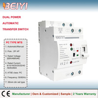 Saklar Transfer Otomatis Daya Ganda 110V/220V 63A 80A Pengalihan Tanpa Henti 2P 4P Din Rail untuk Generator