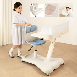 Tenwin 2802 nouveauté bleu sécurité facile assemblage mobile réglable ergonomique Table d'étude bureau et chaise pour étudiants enfants - Product Image 2
