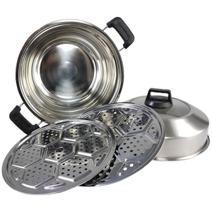 Set di Pentole Multifunzione in Acciaio Inox, Vaporiera Argento Compatibile con Gas e Induzione, 2/3 Strati per Panini al Vapore Fatti in Casa - Product Image 2