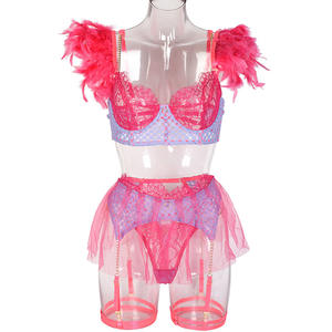 Conjunto de Lencería Sexy de Alta Calidad para Mujer, Conjunto de Sujetador y Braguitas, Lencería con Liguero, Conjunto de 3 Piezas - Product Image 5