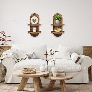 Cross-border wooden <b>wall</b>-<b>mounted</b> <b>shelf</b> for living room, home background <b>wall</b> decoration, display rack, guesthouse <b>wall</b> candle - Product Image 3