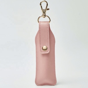 OEM Portable PU Leather <b>Keychains</b> Snap Button Lady-Style <b>Chapstick</b> <b>Holder</b> Lip Balm Lipstick Perfume Pouch for On-the-Go - Product Image 2