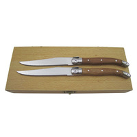 Ensemble de couteaux à Steak avec manche en bois, outil de cuisine Style Laguiole avec étui en bois