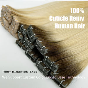 Cheveux chinois vierges Remy de qualité supérieure, 100 % cuticules intactes, super double drawn, longue durée, injection invisible, bande adhésive sans couture - Product Image 1