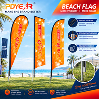 Drapeau publicitaire personnalisé PDYEAR en forme de goutte d'eau, drapeau de plage extérieur, drapeau plume, bannière volante pour salon professionnel, événement sportif