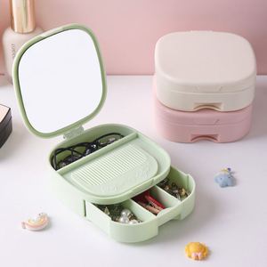 Custom Logo Printed Portable Multi-Functional <b>Plastic</b> Makeup <b>Mirror</b> with Cover Divided Drawer Comb Type Household - Product Image 2