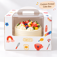 Boîte à gâteau personnalisée imprimée avec des dessins animés, avec une large façade transparente et une poignée supérieure robuste pour les anniversaires d'enfants