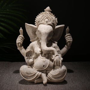 Phong thủy thủ công nhựa Hindu thần Ganesh tượng đá sa thạch voi điêu khắc Đông nam Á Ấn Độ Chúa tể trang trí nhà - Product Image 5
