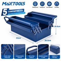 Boîte de rangement pour outils en fer robuste, 53 cm, 5 compartiments, boîte à outils pliable avec séparateurs de tiroirs pour atelier, électricien, quincaillerie