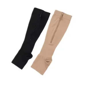 Knee High Unisex Adult Varicose Vein Medical Compression Socks Zip Breathable Compression Socks