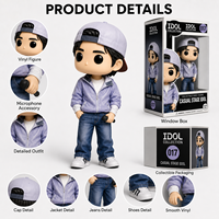 Figurine d'idole Kpop personnalisée, sweat à capuche décontracté, figurine vinyle de collection avec microphone, coffret cadeau pour fans, présentoir de vente au détail, marchandises en gros