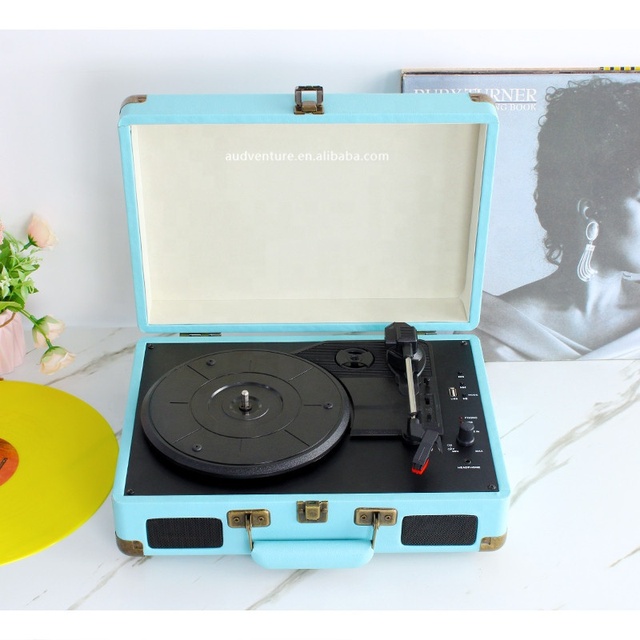 RP01P Self Standing Retro Turntable Vinyl Record Player Blue Tooth Record Player 2.0 Stereo Speaker Vinyl Player