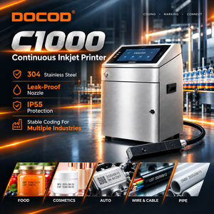 เครื่องพิมพ์อิงค์เจ็ทต่อเนื่อง DOCOD C1000 CIJ สำหรับการพิมพ์ข้อความแบบแปรผัน บาร์โค้ด และวันที่บนบรรจุภัณฑ์เคมีอุตสาหกรรม - Product Image 2