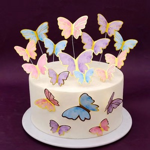 Set Di Topper Per Torta A Forma Di Farfalla - Decorazione Blu E Oro Per Torte E Cupcake