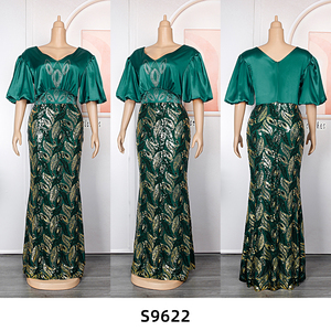 Abito lungo da sera elegante con paillettes per banchetti e cene, nuovo stile europeo e americano, abbigliamento africano H&D. - Product Image 5