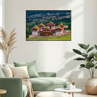 Toile numérique d'art mural sur l'architecture traditionnelle des monastères de l'Himalaya pour la décoration intérieure de la maison et des hôtels, Palais historique de la capitale du Bhoutan