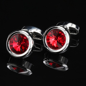 Offre Spéciale nouveaux boutons de manchette de mode pour hommes boutons de manchette en cristal de diamant français boutons de manchette en cristal rouge - Product Image 1
