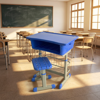 Ensemble de bureau et chaise d'école personnalisé pour la salle de classe, mobilier scolaire pour étudiants, bureau et chaise réglables en hauteur