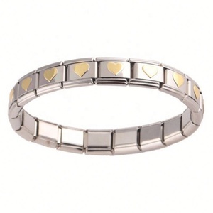 Bracelet élastique à breloques italiennes tendance pour femme, plaqué or, cœur pêche, style punk géométrique, élégant, en acier inoxydable, cadeau - Product Image 4