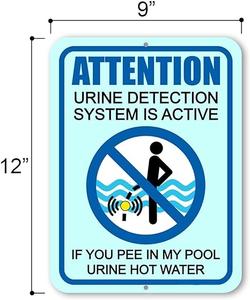 Letrero de Aluminio Personalizado de 9*12 Pulgadas con Sistema de Detección de Orina: El Sistema Activa la Alarma <span class=keywords><strong>si</strong></span> Orina en Mi Piscina, Agua Caliente - Product Image 2
