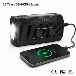 Radio solaire à manivelle 5000 mAh avec bandes AM FM WB et lampe de lecture pour kit d'urgence Typhoon et projets - Product Image 5