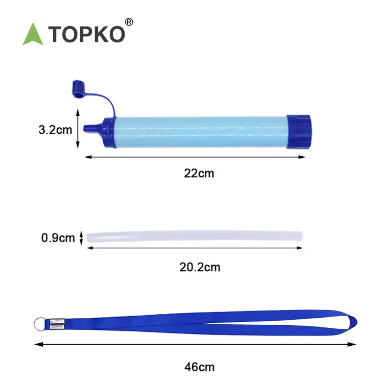 Topko survival gear outdoor purifying device filtration water filter straw system
