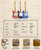 Guitare électrique à corps plein peint, manche en érable, micros HSS, mécaniques étanches, modèle ST, idéale pour les cours
