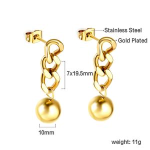 Pendientes Largos de Acero Inoxidable con Baño de Oro de 18K de Alta Calidad para Mujer, Joyería de Moda con Cadena y Borlas - Product Image 2