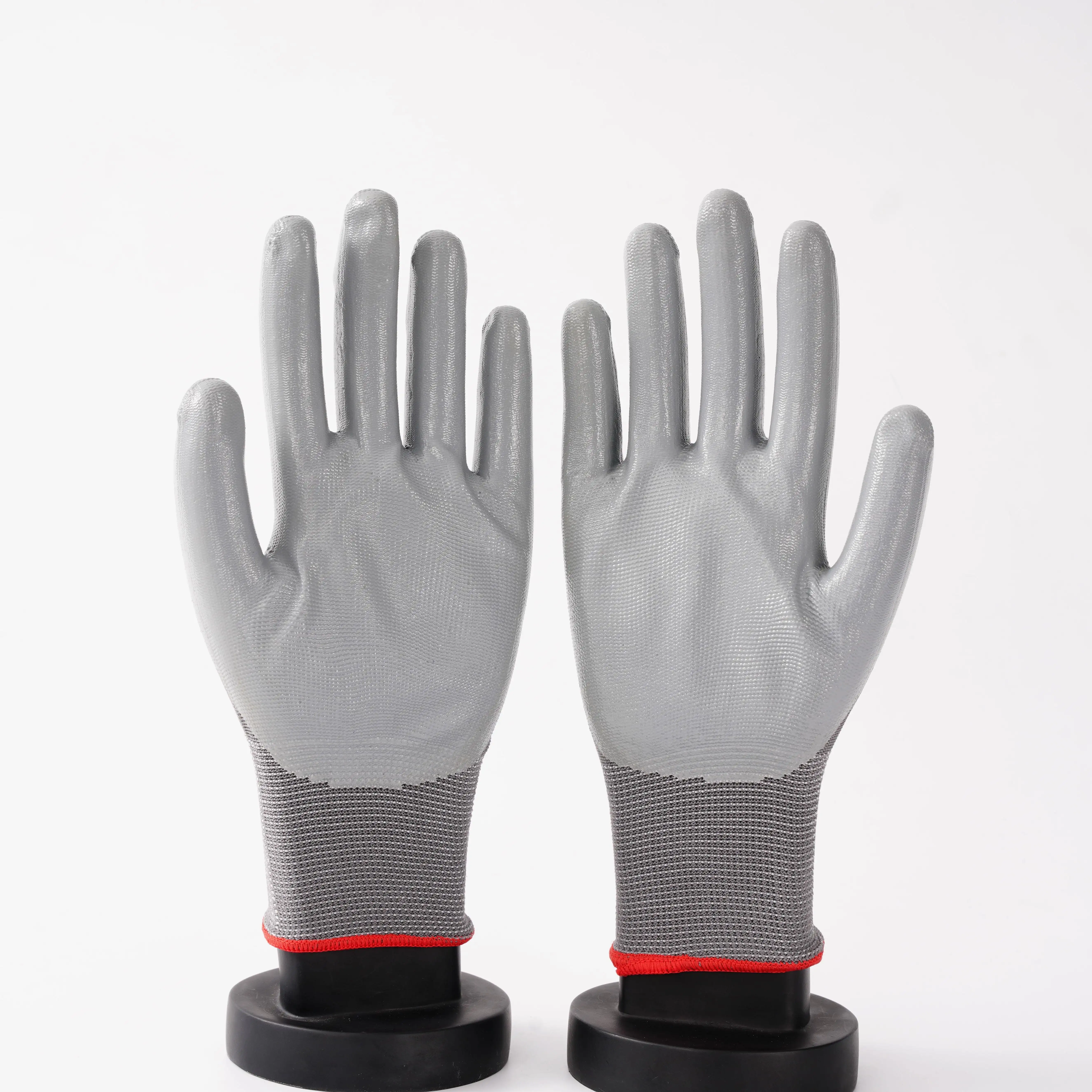 China Factory Seller Medical Gloves With Cotton Liner, Full Dipped In Nitrile Coated Glove