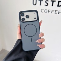 Coque de téléphone magnétique antichute en PC mat couleur unie avec protection d'objectif pour iPhone 12 13 14 15 16 Pro Max 17 Air