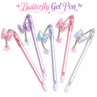 Stylo Gel Papillon avec Pendentif Pailleté, Corps Transparent, Écriture Fluide, Papeterie Mignonne pour Étudiants, École, Bureau, Fourniture en Gros