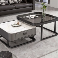 Table Basse de Salon Moderne en Marbre avec Rangement Durable, Design Élégant et Fonctionnel