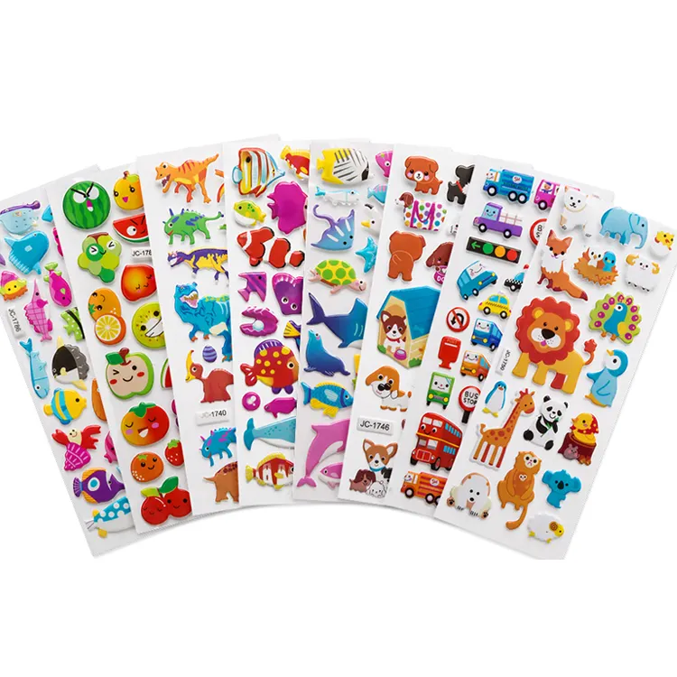 Cartoon Education Classic Toy 3D Stickers for Kids Toddlers Different Sheets Puffy Bulk Sticker