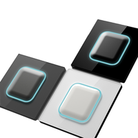 Interrupteurs Muraux Électriques de Luxe Universels en Verre Trempé Blanc 1 2 3 4 Gangs, Noir Gris avec Ouverture LED