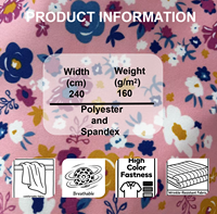 Tissu en maille aérée à imprimé floral de haute qualité, doux et respirant, poids moyen, pour vêtements et textiles de maison
