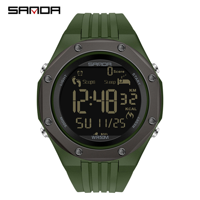 2023 New Model Trend Reloj Time Sanda 6117 Soft TPU Strap Calories Record Step Counting Watch for Men Chronograph Watches