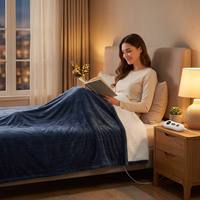 Plaid chauffant électrique 50*60 pouces en flanelle et sherpa, 3 niveaux de chaleur, arrêt automatique après 6 heures, lavable en machine, pour la maison