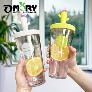 OMORY Cactus AS Double Layer Straw Cup 520ML High Heat Resistant Leak-Proof Straw Cup - Product Image 1