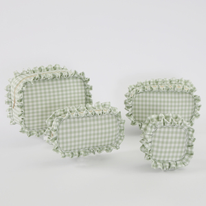 مخزون keymul النعناع S <span class=keywords><strong>M</strong></span> L XL جينغهام مع سحاب إغلاق شخصية السفر سحاب الحقيبة الهدايا لها منقوشة حقيبة مكياج تكدرت - Product Image 1