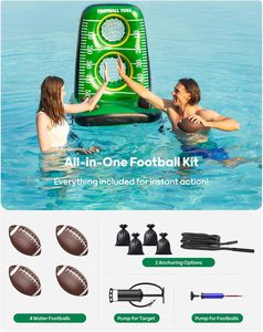 Juego de Fútbol Inflable, Objetivo de Fútbol Flotante para Piscina con 3 Pelotas, Juguete Deportivo para Fiestas en Interiores y Exteriores - Product Image 4