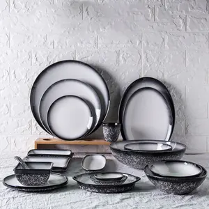 Platos de cerámica elegantes de estilo nórdico moderno, juego de vajilla, plato de piedra para carne, precio directo, gran oferta