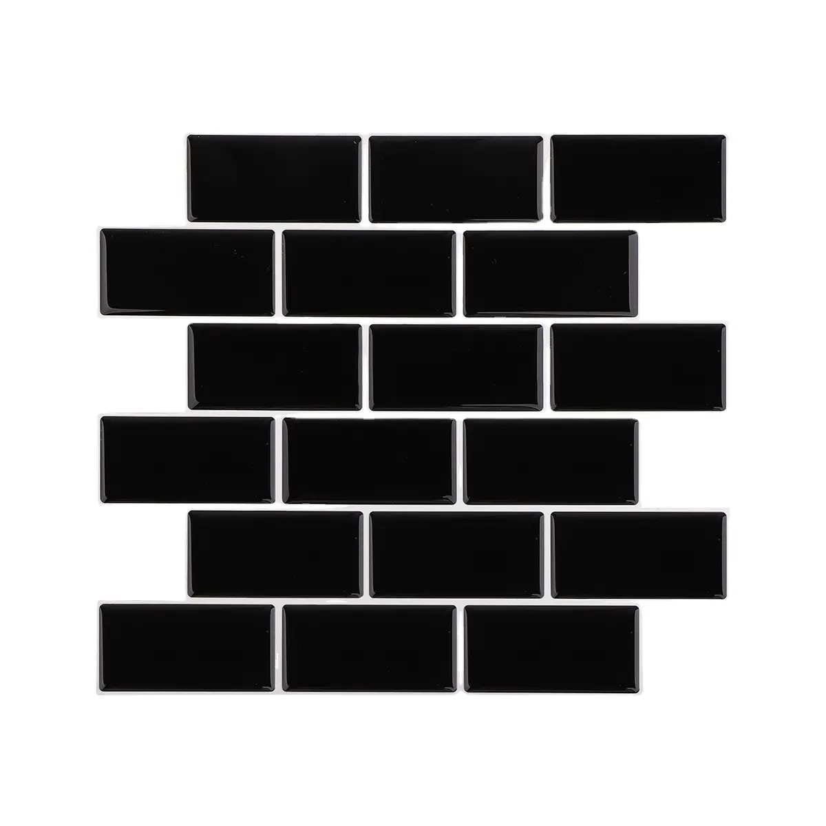 Tường gạch tường Sticker Tùy chỉnh hình nền cho trang trí nội thất nhà máy 3D gạch ốp tường PU tự dính màu đen hiện đại hình chữ nhật gạch