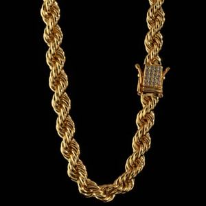 ファッションツイストチェーンステンレススチールロープチェーンジルコンネックレス10mm18Kゴールドメッキカスタムあなたのサイズのチェーンセット - Product Image 5